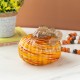 Glitzhome 6"D Fall Multi Stripes Glass Pumpkin