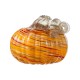 Glitzhome 6"D Fall Multi Stripes Glass Pumpkin