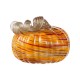 Glitzhome 6"D Fall Multi Stripes Glass Pumpkin