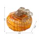 Glitzhome 6"D Fall Multi Stripes Glass Pumpkin