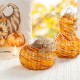 Glitzhome 6"D Fall Multi Stripes Glass Pumpkin