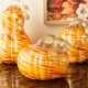 Glitzhome 6"D Fall Multi Stripes Glass Pumpkin