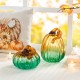 Glitzhome 7"H Gradient Turquoise Glass Pumpkin