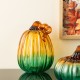Glitzhome 7"H Gradient Turquoise Glass Pumpkin