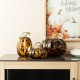 Glitzhome 5.50"D Amber Dots Glass Pumpkin