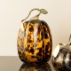 Glitzhome 7.75"H Amber Dots Glass Pumpkin