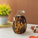 Glitzhome 7.75"H Amber Dots Glass Pumpkin
