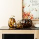 Glitzhome 7.75"H Amber Dots Glass Pumpkin