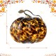 Glitzhome 9.5"D Amber Dots Glass Pumpkin