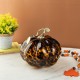 Glitzhome 9.5"D Amber Dots Glass Pumpkin