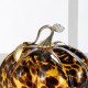 Glitzhome 9.5"D Amber Dots Glass Pumpkin