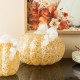 Glitzhome 8.5"D Fall Amber Dots Glass Large Pumpkin