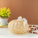Glitzhome 8.5"D Fall Amber Dots Glass Large Pumpkin