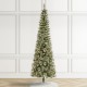 Glitzhome 7.5ft Pre-Lit Frosted Cashmere Pencil Pine Artificial Christmas Tree with 250 Warm White/Multi-color C3 Clear LED Lights, 9 Function w/Remote Control