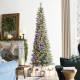 Glitzhome 7.5ft Pre-Lit Frosted Cashmere Pencil Pine Artificial Christmas Tree with 250 Warm White/Multi-color C3 Clear LED Lights, 9 Function w/Remote Control