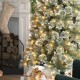 Glitzhome 7.5ft Pre-Lit Frosted Cashmere Pencil Pine Artificial Christmas Tree with 250 Warm White/Multi-color C3 Clear LED Lights, 9 Function w/Remote Control