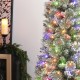 Glitzhome 7.5ft Pre-Lit Frosted Cashmere Pencil Pine Artificial Christmas Tree with 250 Warm White/Multi-color C3 Clear LED Lights, 9 Function w/Remote Control