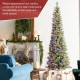 Glitzhome 7.5ft Pre-Lit Frosted Cashmere Pencil Pine Artificial Christmas Tree with 250 Warm White/Multi-color C3 Clear LED Lights, 9 Function w/Remote Control