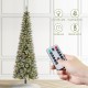 Glitzhome 7.5ft Pre-Lit Frosted Cashmere Pencil Pine Artificial Christmas Tree with 250 Warm White/Multi-color C3 Clear LED Lights, 9 Function w/Remote Control