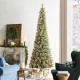 Glitzhome 9ft Pre-Lit Frosted Cashmere Pencil Pine Artificial Christmas Tree with 350 Warm White/Multi-color C3 Clear LED Lights, 9 Function w/Remote Control