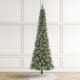 Glitzhome 9ft Pre-Lit Frosted Cashmere Pencil Pine Artificial Christmas Tree with 350 Warm White/Multi-color C3 Clear LED Lights, 9 Function w/Remote Control