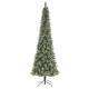 Glitzhome 9ft Pre-Lit Frosted Cashmere Pencil Pine Artificial Christmas Tree with 350 Warm White/Multi-color C3 Clear LED Lights, 9 Function w/Remote Control