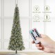 Glitzhome 9ft Pre-Lit Frosted Cashmere Pencil Pine Artificial Christmas Tree with 350 Warm White/Multi-color C3 Clear LED Lights, 9 Function w/Remote Control