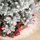 Glitzhome 7.5ft Pre-Lit Flocked Upward Slim Fir Artificial Christmas Tree with 400 Warm White Lights, 3 Function w/Remote Control