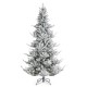 Glitzhome 7.5ft Pre-Lit Flocked Upward Slim Fir Artificial Christmas Tree with 400 Warm White Lights, 3 Function w/Remote Control
