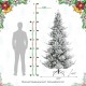 Glitzhome 7.5ft Pre-Lit Flocked Upward Slim Fir Artificial Christmas Tree with 400 Warm White Lights, 3 Function w/Remote Control