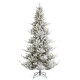 Glitzhome 7.5ft Pre-Lit Flocked Upward Slim Fir Artificial Christmas Tree with 400 Warm White Lights, 3 Function w/Remote Control
