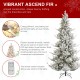 Glitzhome 7.5ft Pre-Lit Flocked Upward Slim Fir Artificial Christmas Tree with 400 Warm White Lights, 3 Function w/Remote Control