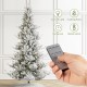 Glitzhome 7.5ft Pre-Lit Flocked Upward Slim Fir Artificial Christmas Tree with 400 Warm White Lights, 3 Function w/Remote Control