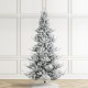 Glitzhome 7.5ft Pre-Lit Flocked Upward Slim Fir Artificial Christmas Tree with 400 Warm White Lights, 3 Function w/Remote Control