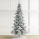 Glitzhome 9ft Pre-Lit Flocked Upward Slim Fir Artificial Christmas Tree with 600 Warm white Lights,3 Function, w/Remote Control, Simple Setup