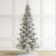 Glitzhome 9ft Pre-Lit Flocked Upward Slim Fir Artificial Christmas Tree with 600 Warm white Lights,3 Function, w/Remote Control, Simple Setup