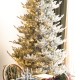 Glitzhome 9ft Pre-Lit Flocked Upward Slim Fir Artificial Christmas Tree with 600 Warm white Lights,3 Function, w/Remote Control, Simple Setup