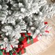Glitzhome 9ft Pre-Lit Flocked Upward Slim Fir Artificial Christmas Tree with 600 Warm white Lights,3 Function, w/Remote Control, Simple Setup