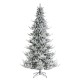 Glitzhome 9ft Pre-Lit Flocked Upward Slim Fir Artificial Christmas Tree with 600 Warm white Lights,3 Function, w/Remote Control, Simple Setup