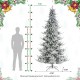 Glitzhome 9ft Pre-Lit Flocked Upward Slim Fir Artificial Christmas Tree with 600 Warm white Lights,3 Function, w/Remote Control, Simple Setup