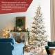 Glitzhome 9ft Pre-Lit Flocked Upward Slim Fir Artificial Christmas Tree with 600 Warm white Lights,3 Function, w/Remote Control, Simple Setup