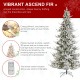 Glitzhome 9ft Pre-Lit Flocked Upward Slim Fir Artificial Christmas Tree with 600 Warm white Lights,3 Function, w/Remote Control, Simple Setup