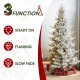 Glitzhome 9ft Pre-Lit Flocked Upward Slim Fir Artificial Christmas Tree with 600 Warm white Lights,3 Function, w/Remote Control, Simple Setup