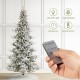 Glitzhome 9ft Pre-Lit Flocked Upward Slim Fir Artificial Christmas Tree with 600 Warm white Lights,3 Function, w/Remote Control, Simple Setup