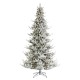 Glitzhome 9ft Pre-Lit Flocked Upward Slim Fir Artificial Christmas Tree with 600 Warm white Lights,3 Function, w/Remote Control, Simple Setup