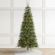 Glitzhome 7.5ft Pre-Lit Green Slim Fir Artificial Christmas Tree with 400 Warm White/Multi-color LED Lights, 9 Function, w/Remote Control