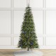 Glitzhome 7.5ft Pre-Lit Green Slim Fir Artificial Christmas Tree with 400 Warm White/Multi-color LED Lights, 9 Function, w/Remote Control