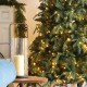 Glitzhome 7.5ft Pre-Lit Green Slim Fir Artificial Christmas Tree with 400 Warm White/Multi-color LED Lights, 9 Function, w/Remote Control