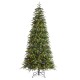 Glitzhome 7.5ft Pre-Lit Green Slim Fir Artificial Christmas Tree with 400 Warm White/Multi-color LED Lights, 9 Function, w/Remote Control