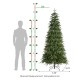 Glitzhome 7.5ft Pre-Lit Green Slim Fir Artificial Christmas Tree with 400 Warm White/Multi-color LED Lights, 9 Function, w/Remote Control